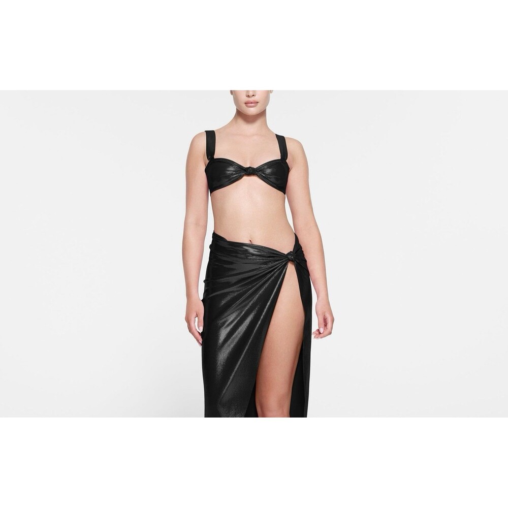 Skims Liquid Shine Swim Bandeau Bikini Top Onyx Size XL